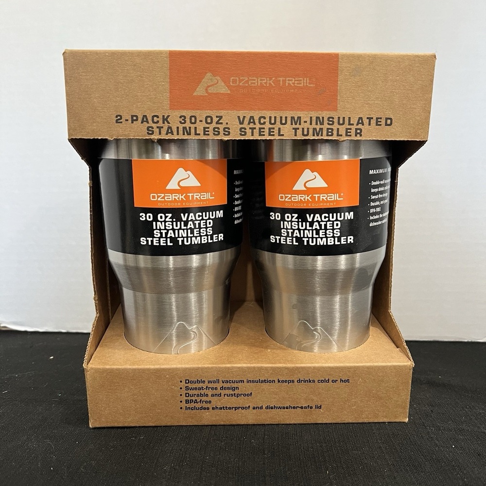 Ozark Trail Tumbler 2 Pack 30oz Vacuum Insulated Stainless Steel Tumblers NEW